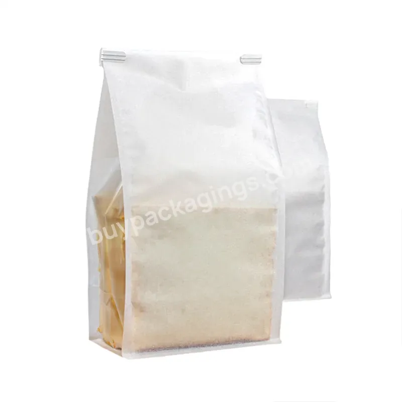 Custom Printing Brand Logo Food Kraft Paper Bag Square Bottom Big Window Use Double Sealed Bakery Bread Paper Bag
