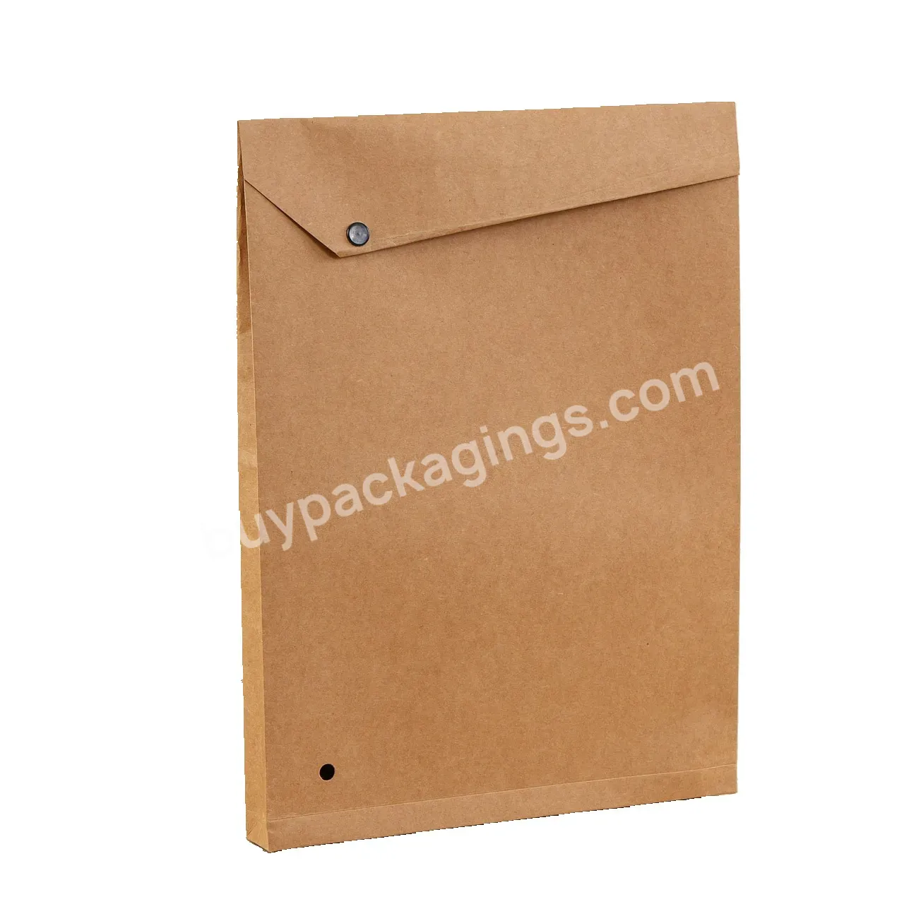Custom Printing Clothes Packaging Black Brown Kraft Paper Envelope With Button And String