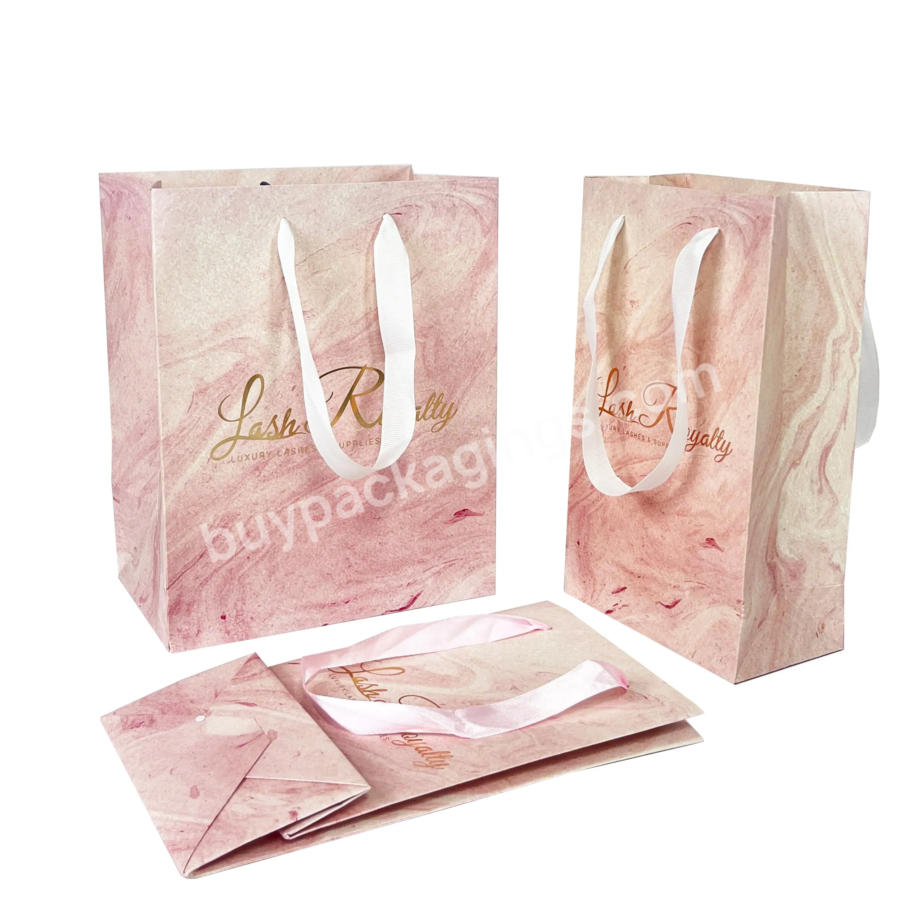 Custom Printing Cute Pink Candy Packaging Paper Shopping Gift Bags With Your Own Logo