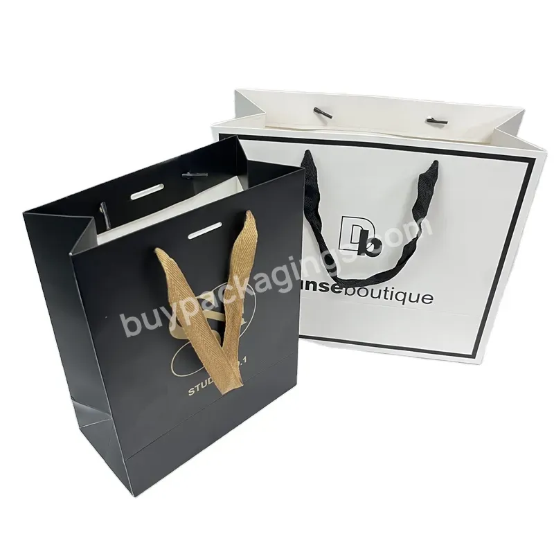 Custom Printing Design Boutique Shopping Tote Paper Bag Luxury Paper Bags With Your Own Logo