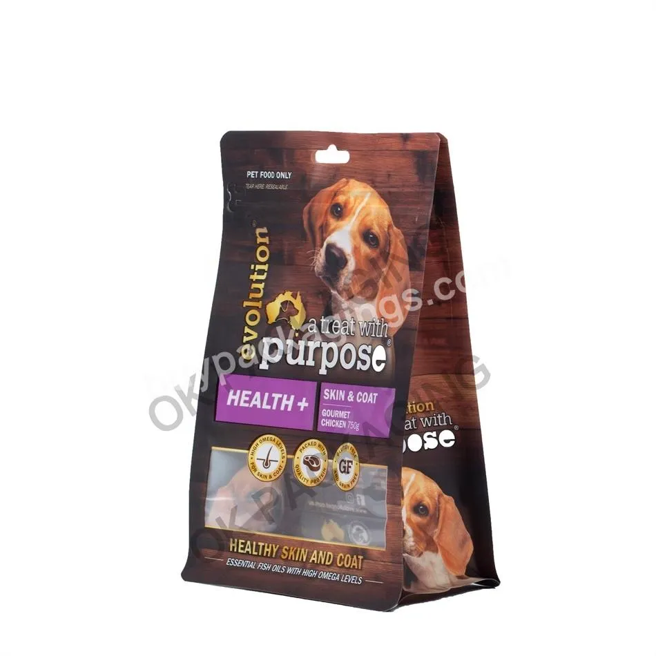 Custom Printing Eco-friendly 1kg 2kg 10kg Biodegradable Flat Bottom Resealable Ziplock Pet Feed Pouch Cat Dog Food Packaging Bag