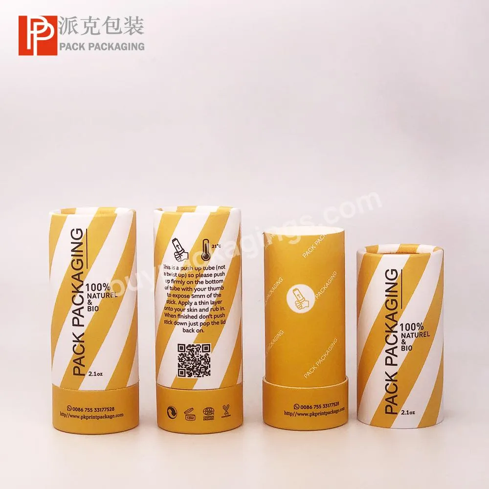 Custom Printing Eco Friendly Cardboard Push Up Tube Deodorant Empty Containers for Lip Balm Solid Perfume Sunscreen Stick