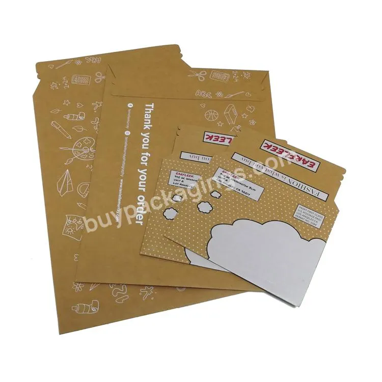 Custom Printing environmental protection brown kraft paper envelope rigid cardboard envelope