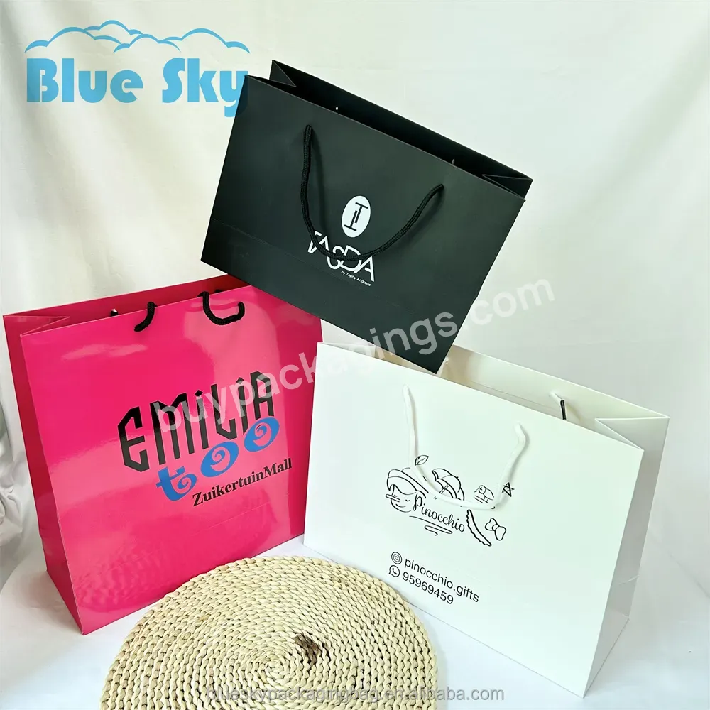 Custom Printing Fashion Wholesale Highlighter Paper Bags Custom Customer Shopping Bags Reusable Logo Printing