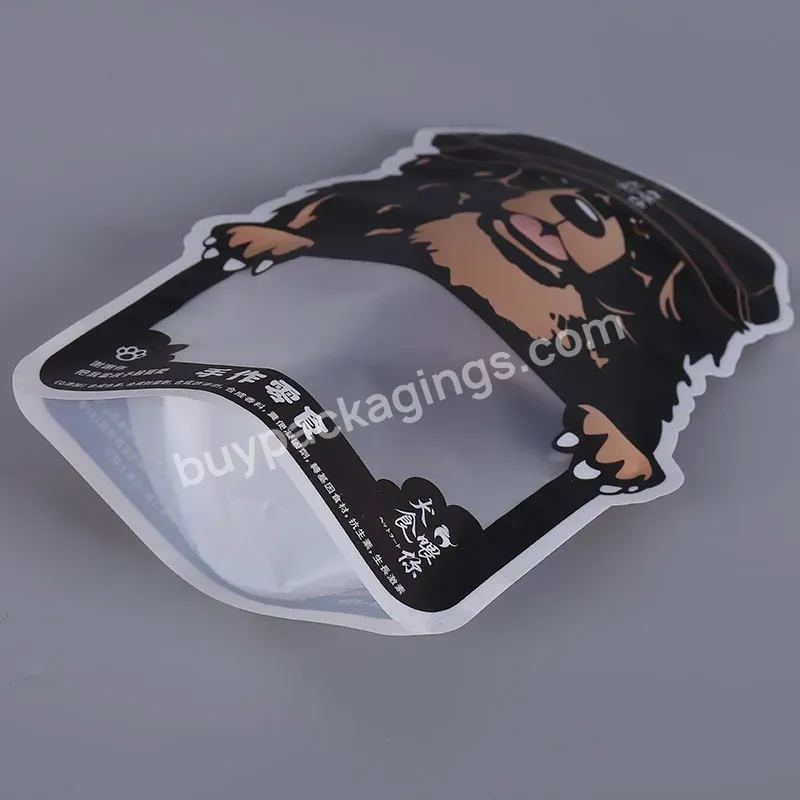 Custom Printing Food Grade Dog Shape Stand Up Mylar Zipper Bag For Pet Food Snake Candy Special- Shaped Packaging Bag