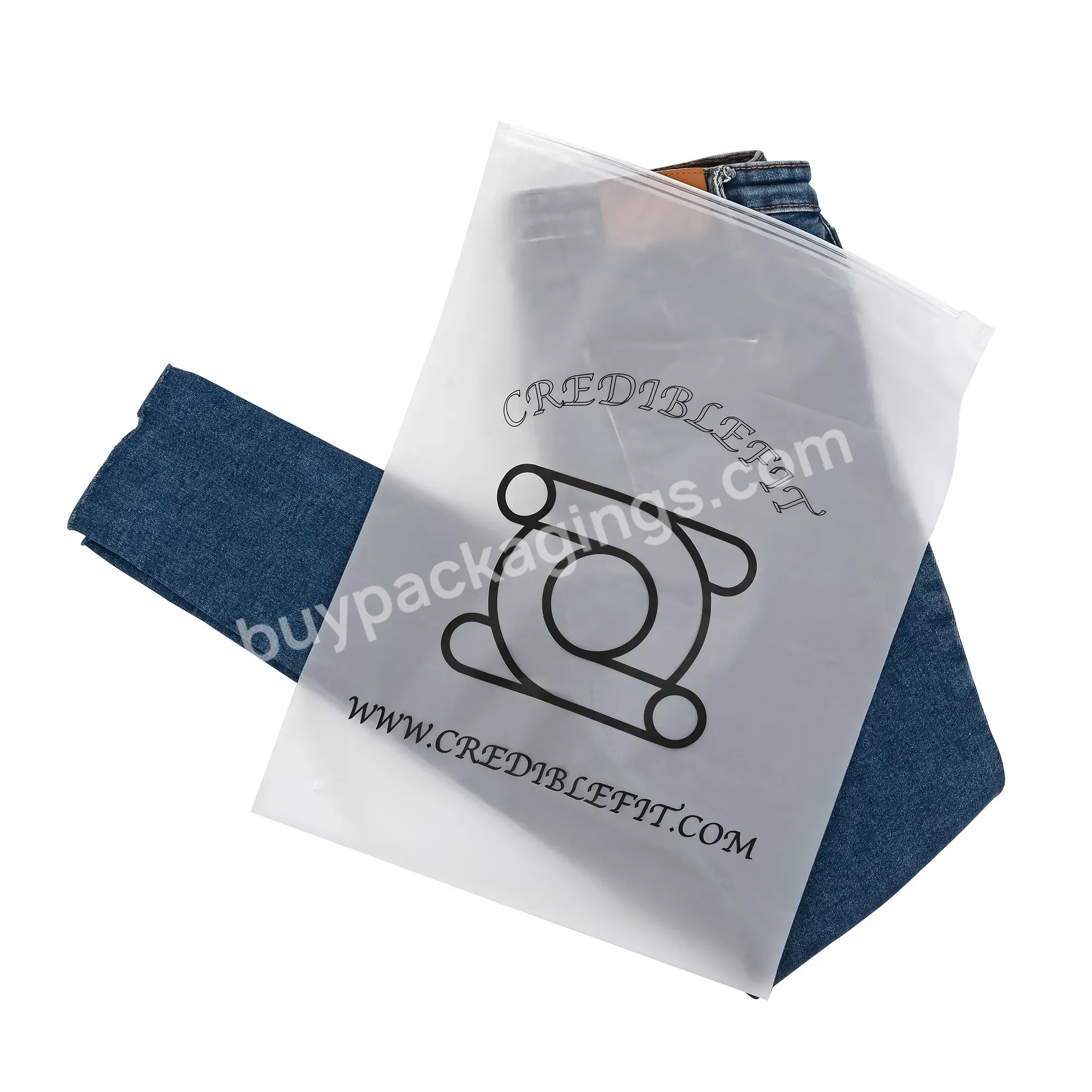 Custom Printing Frosted Zipper Bag For Clothing Ziplock Bags For Clothes Packaging Plastic Zipper Bag With Logo