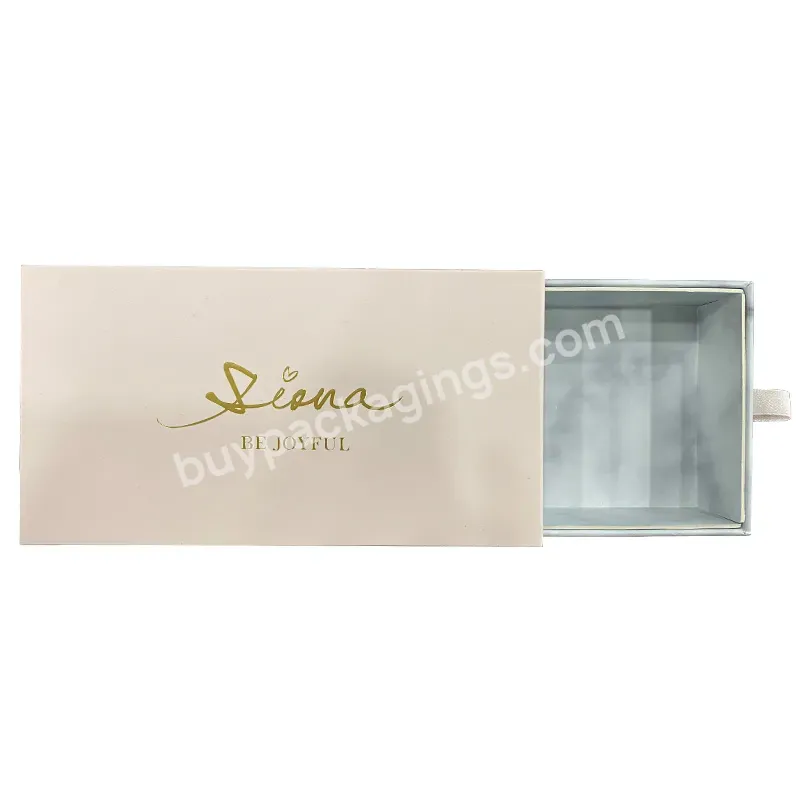 Custom Printing Hard Rigid Cardboard Luxury Sliding Box With Ribbon Rope Gift Sleeve Drawer Box Packaging