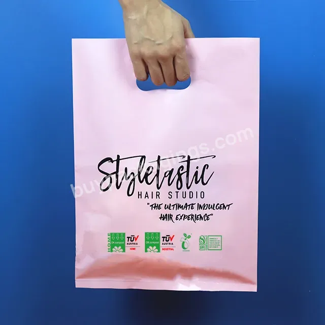 Custom Printing Heavy Duty Bio Degradable Compostable Die Cut Large Plastic Handle Bags With Own Logo