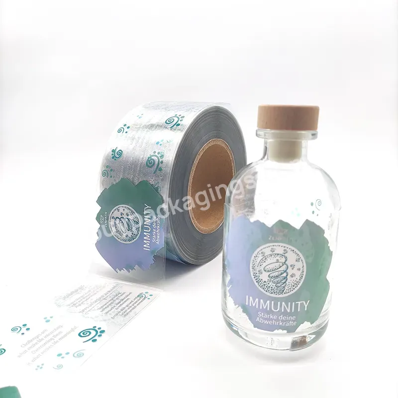 Custom Printing Hot Stamping Logo Gold Foil Self Adhesive Stickers Vinyl Clear Transparent Label Roll