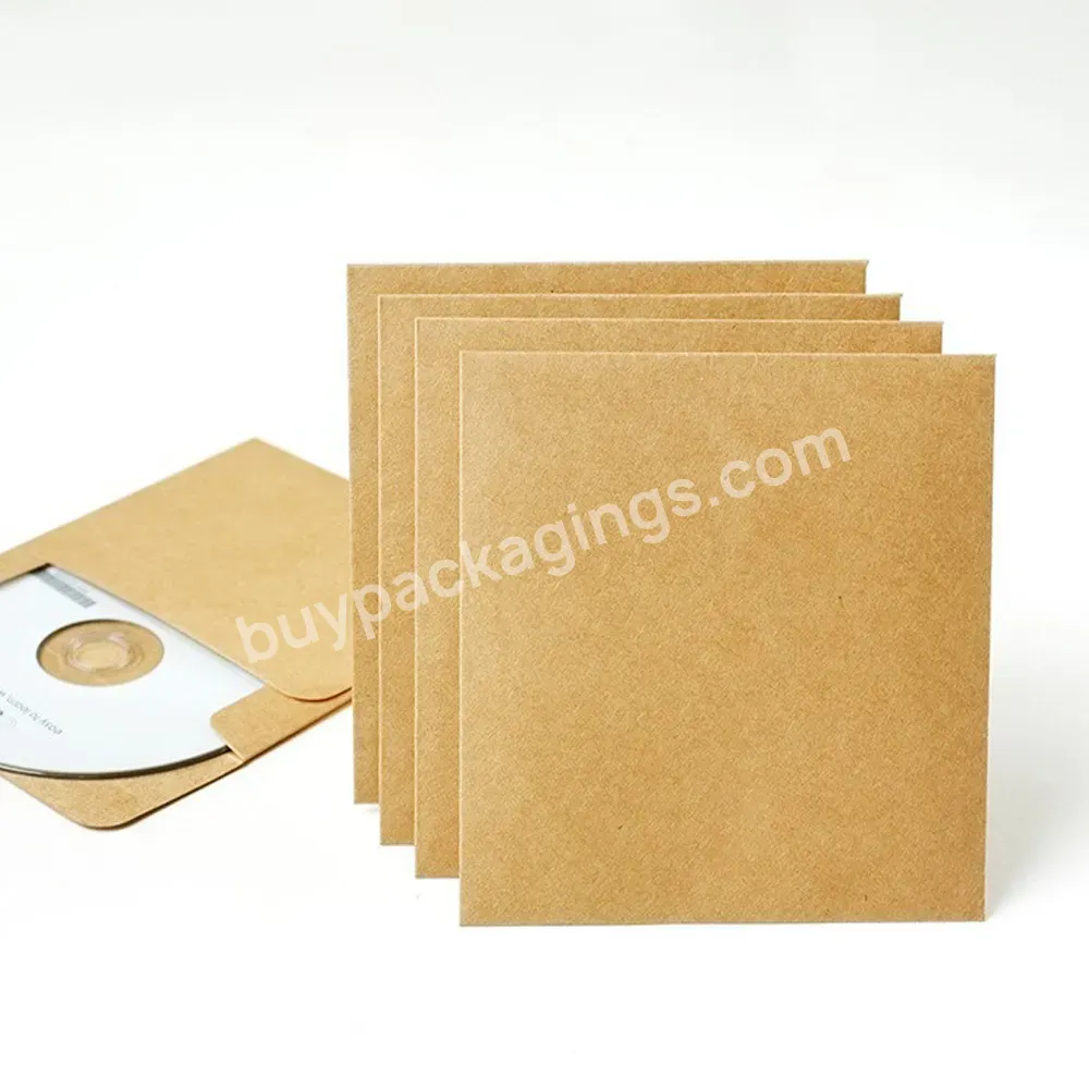 Custom Printing Kraft Cd Paper Case Bag Blank Kraft Envelope Natural Brown Plain Paper Gift Party Favor Cd/dvd Gift Sleve Bag
