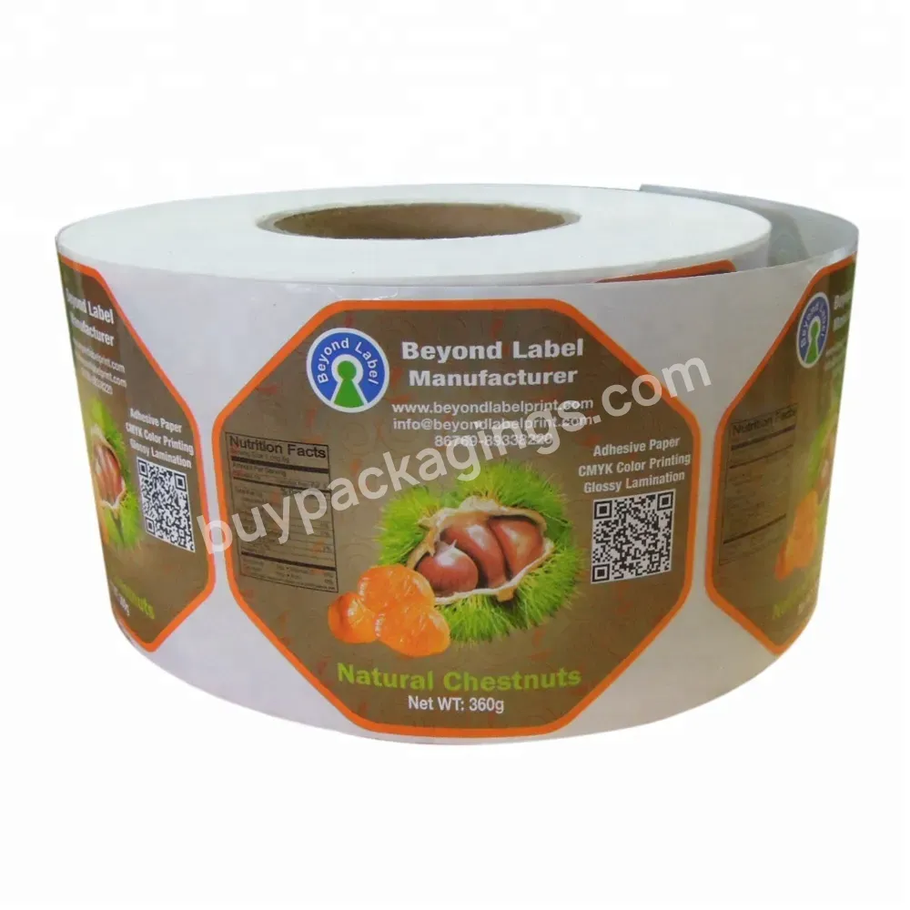 Custom Printing Labels Adhesive Vinyl Food Label Rolls