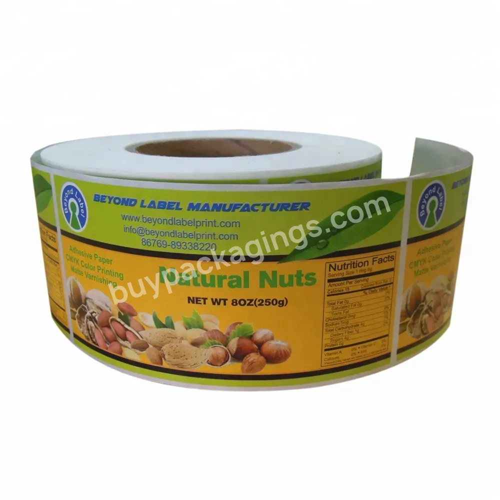 Custom Printing Labels Adhesive Vinyl Food Label Rolls