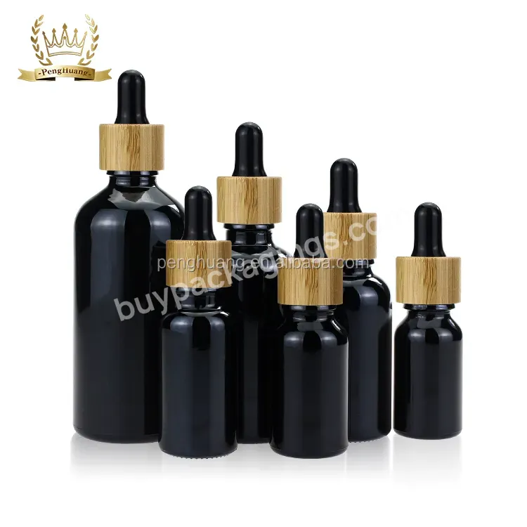 Custom Printing Light Black Cosmetic Packing 15ml20ml 30ml 50ml Round Shape Glass Essential Oil Bottle With Dropper