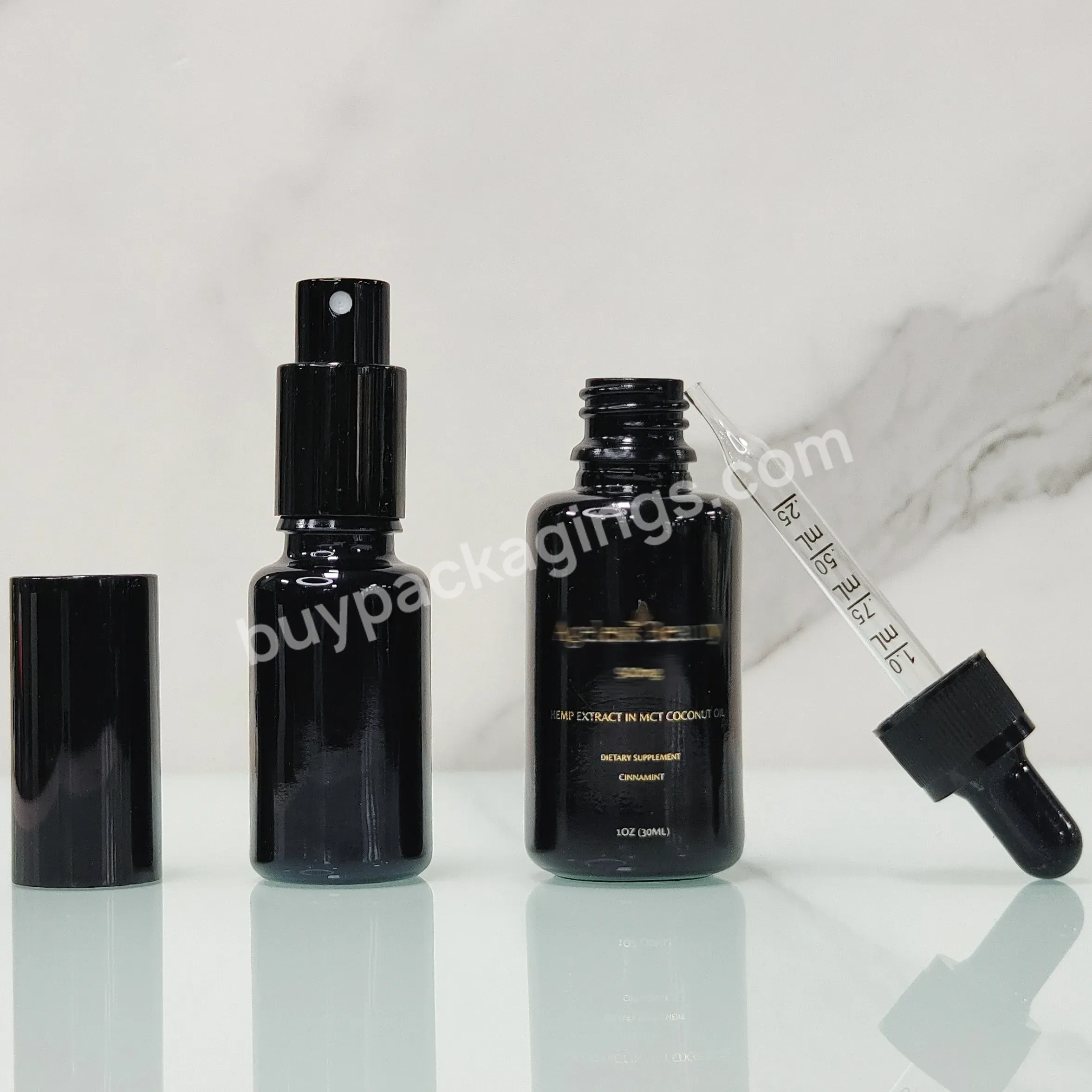 Custom Printing Logo Black Violet Uv Luxury 15ml 30ml 50ml 100ml Essential Oil Perfume Lotion Glass Bottle With Lid