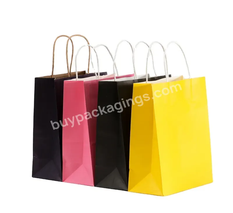 Custom Printing Logo Coffee Food Shopping Colorful Kraft Paper Bags With Handle