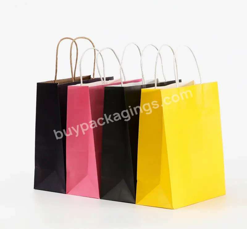 Custom Printing Logo Coffee Food Shopping Colorful Kraft Paper Bags With Handle