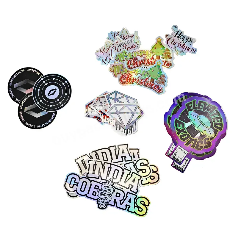 Custom Printing Logo Label Holographic Shiny Die Cutting Sticker Sheet Self Adhesive Waterproof Vinyl Die Cut Sticker - Buy Custom Die Cut Rainbow Birthday Cute Flower Promotional Rock Band Laptop Notebook Hologram Sticker,Custom Logo Waterproof Viny