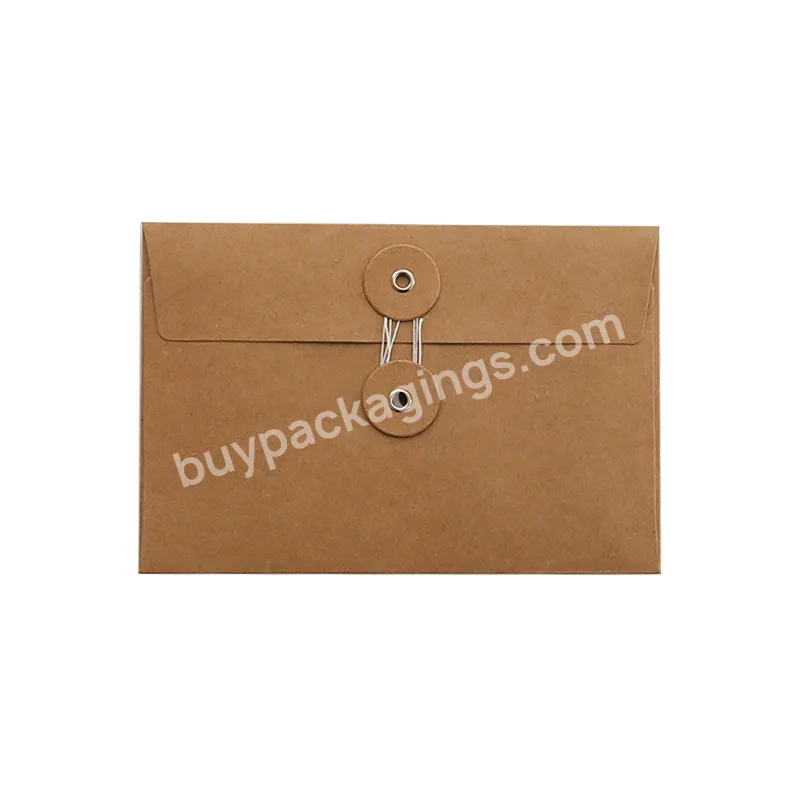 Custom Printing Logo Paper Kraft Cardboard Mail Envelope With Button And String Closure 5x7 Inch