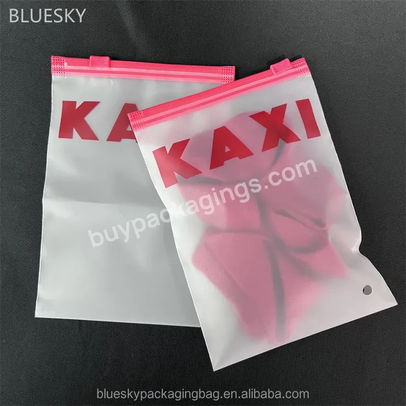 Custom Printing Logo Plastic Packaging For Clothing Customized Red Zipper Clothing Packaging And Logo Printing