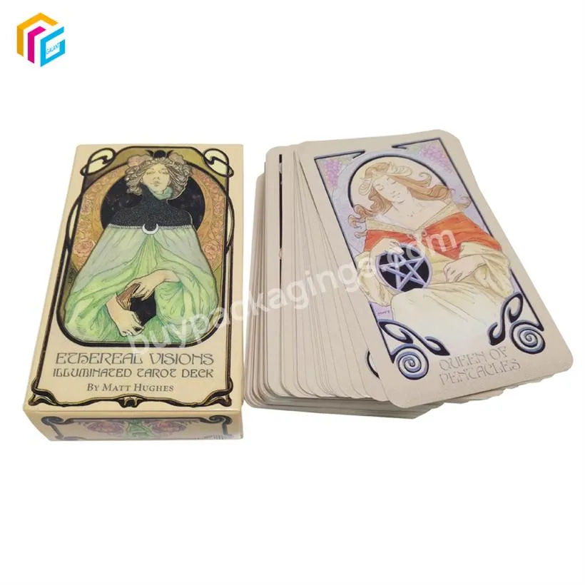 Custom printing logo tarot cards playing game card deck with guidebook