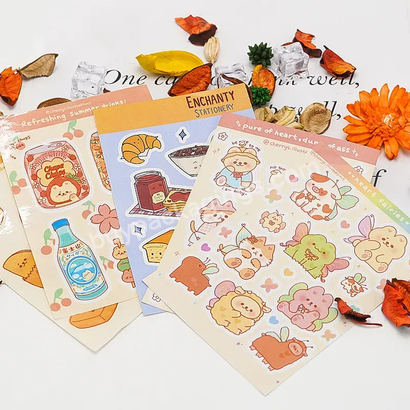 Custom Printing Lovely Journal Decoration Self Adhesive Vinyl Kiss Cut Sticker Sheet