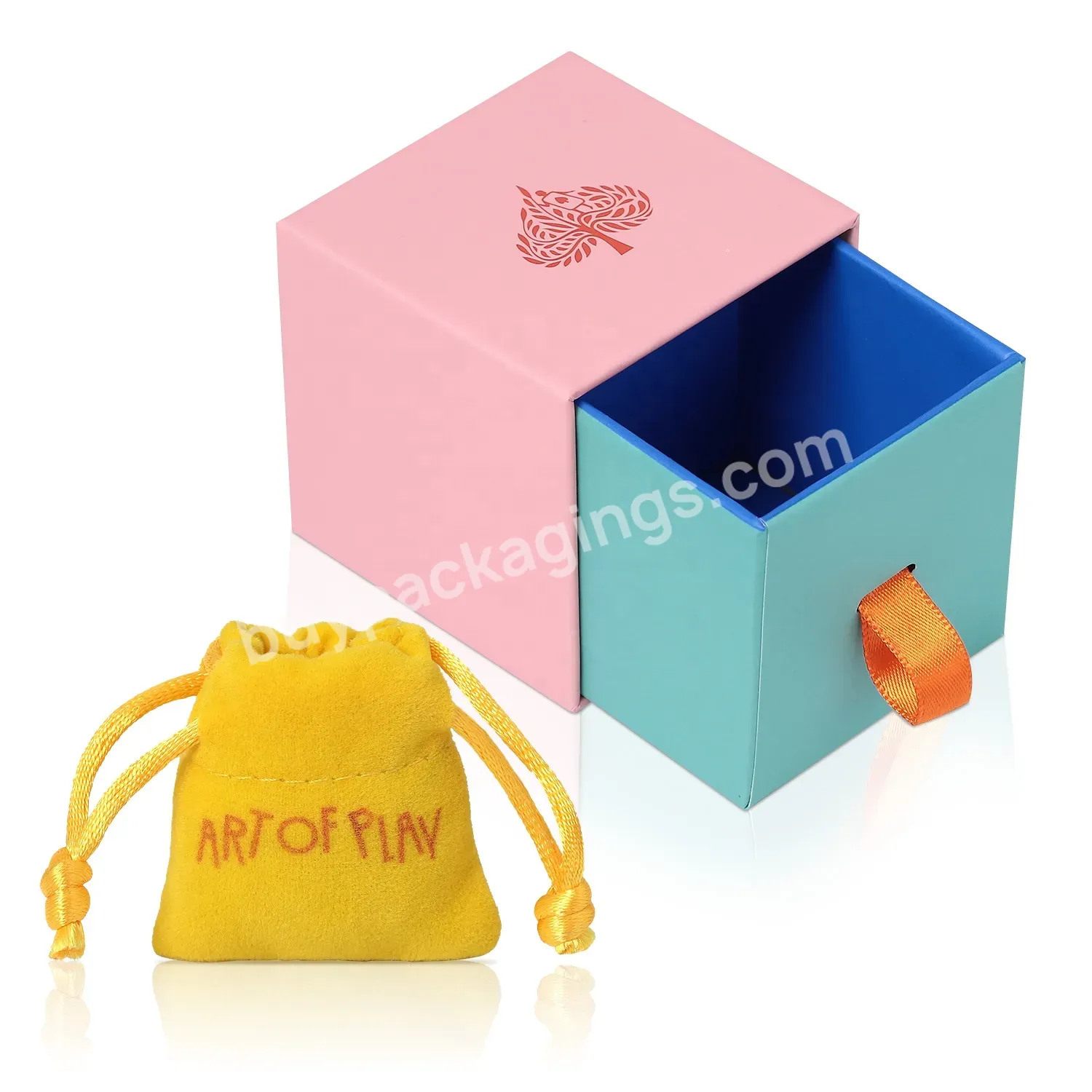 Custom Printing Luxury Hard Rigid Cardboard Sliding Box With Ribbon Rope Gift Sleeve Drawer Box Packaging Paper Jewelry Box