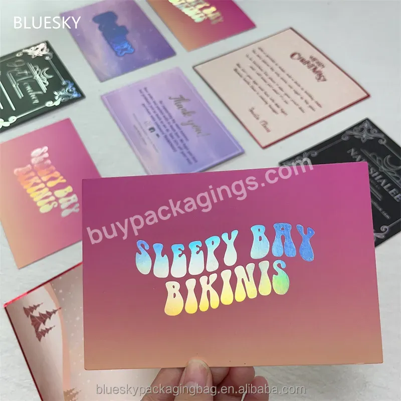 Custom Printing Luxury Holographic Foil Custom Thank You Card For Business Recycled Paper