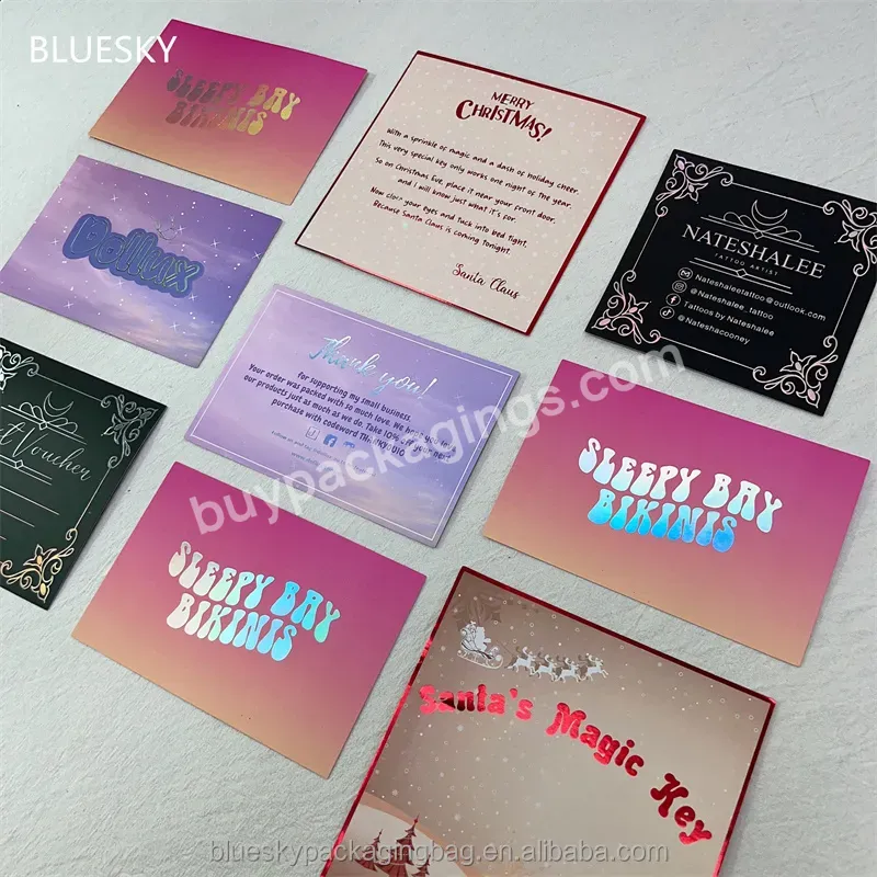 Custom Printing Luxury Holographic Foil Printing Hot Stamp Business Coated Paper Thank You Cards With Your Logo