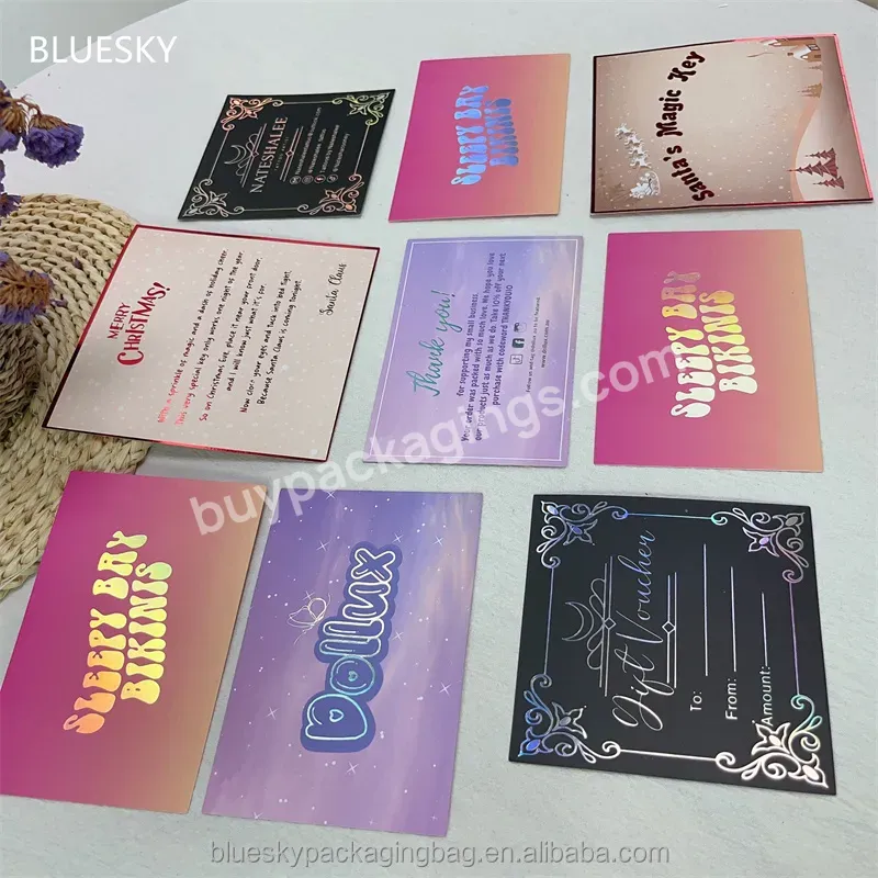 Custom Printing Luxury Holographic Foil Printing Hot Stamp Business Coated Paper Thank You Cards With Your Logo