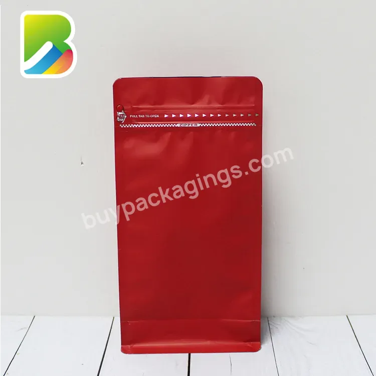 Custom Printing Matt With Valve Eight Side Seal Coffee Flat Bottom Food Packaging Ziplock Gravure Stand Up Pouch