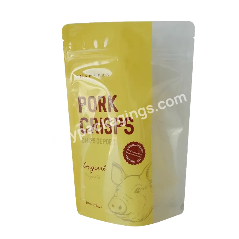 Custom Printing Meat Packaging Bags Custom Beef Jerky Pork Floss Stand Up Pouches Bags Food Packaging Bags With Window Zipper