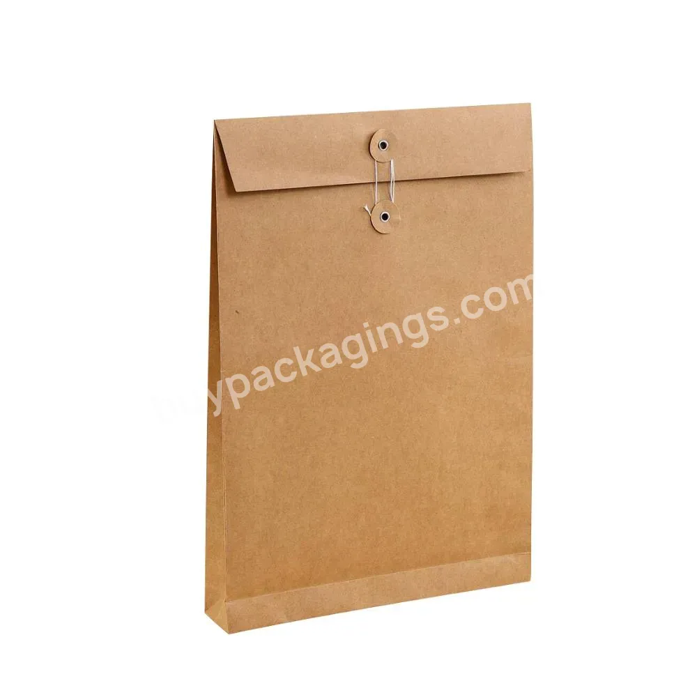 Custom Printing Mini Packaging Black Brown Yellow Kraft Paper Envelope With Button And String