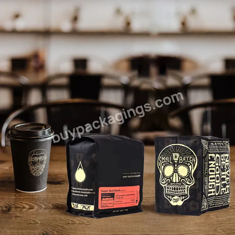 Custom Printing Mylar Foil Plastic Coffee Pouch With Hot Stamp Gold Logo