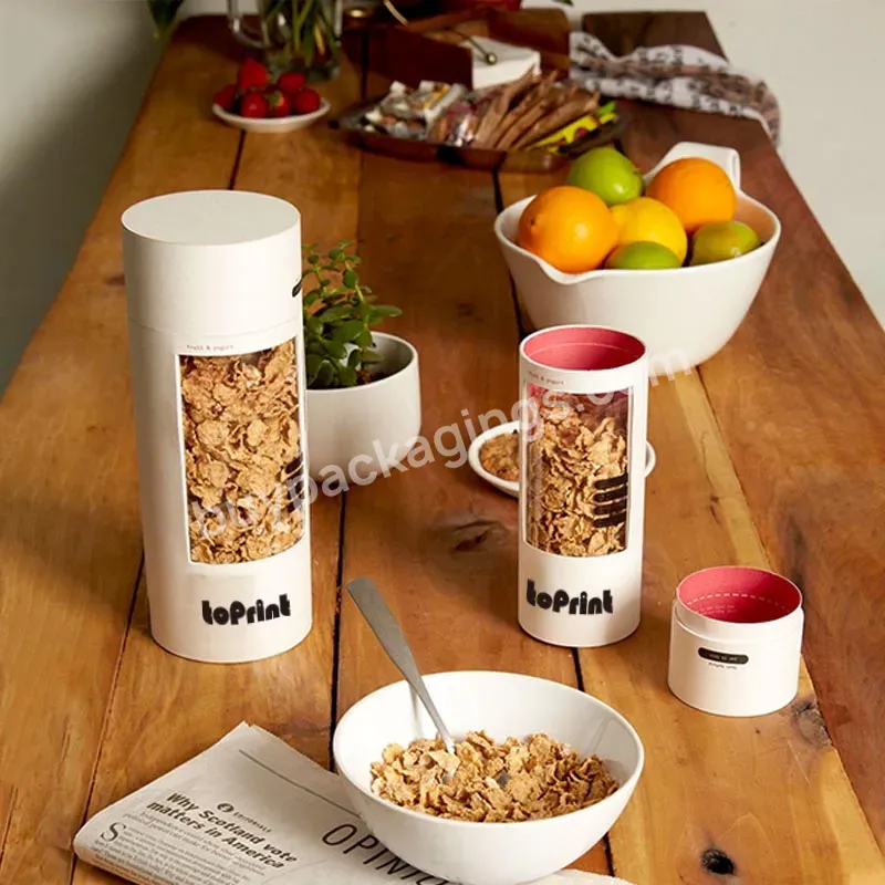 Custom Printing Nuts Box Food Packaging With Window Creativity Oatmeal Paper Tube Food Storage Container