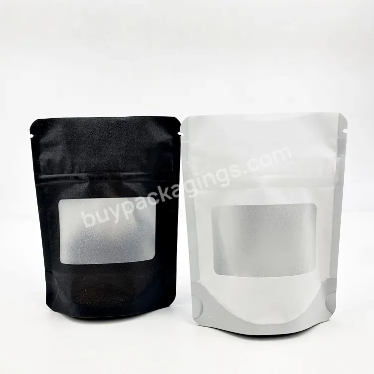 Custom Printing Packaging Resealable Matte Zip Lock Plastic Stand Up Pouch With Window Black Mylar Bags