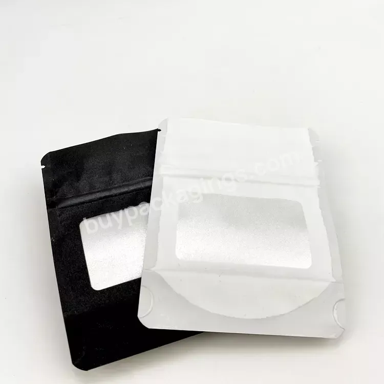 Custom Printing Packaging Resealable Matte Zip Lock Plastic Stand Up Pouch With Window Black Mylar Bags