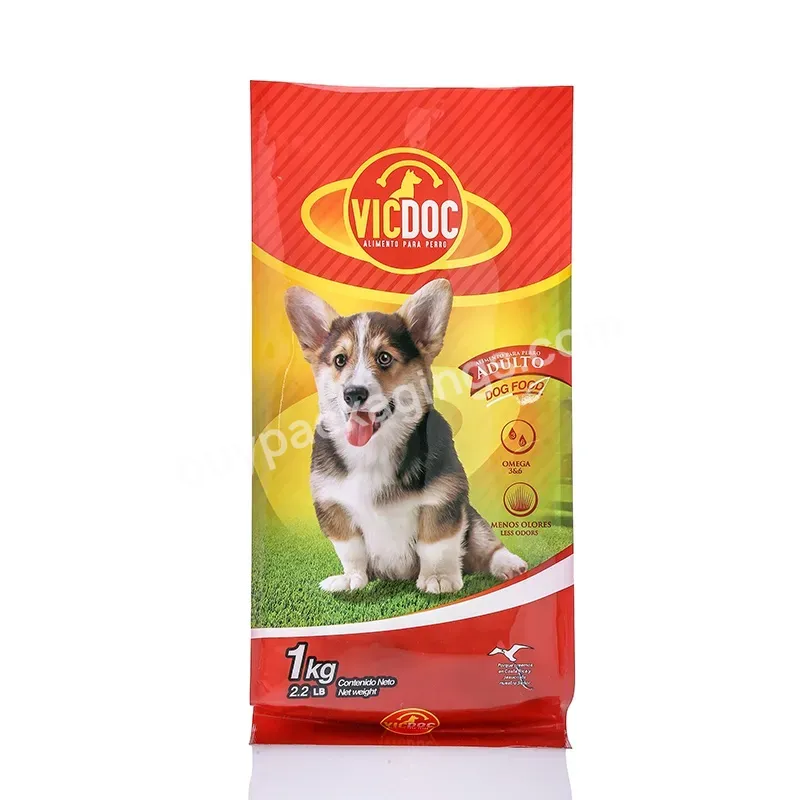 Custom Printing Plastic Laminated Zipper Top Pouch Durable Flat Bottom Dog Food Packaging Bags