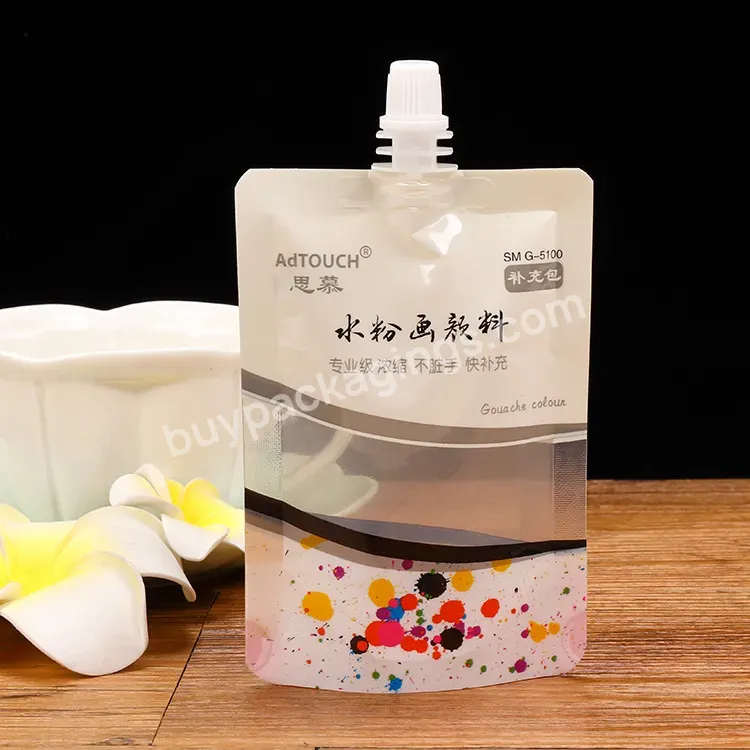 Custom Printing Plastic Stand Up Extrusion Resistance Colorful Liquid Pigment Refill Spout Pouch Acrylinc Paint Bags