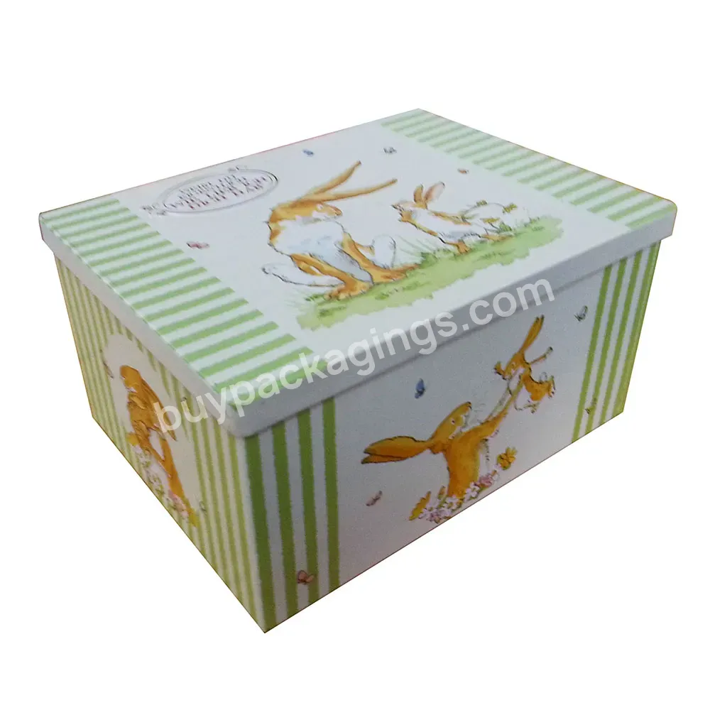 Custom Printing Rectangle Easter Bunny Chocolate Tin Packaging