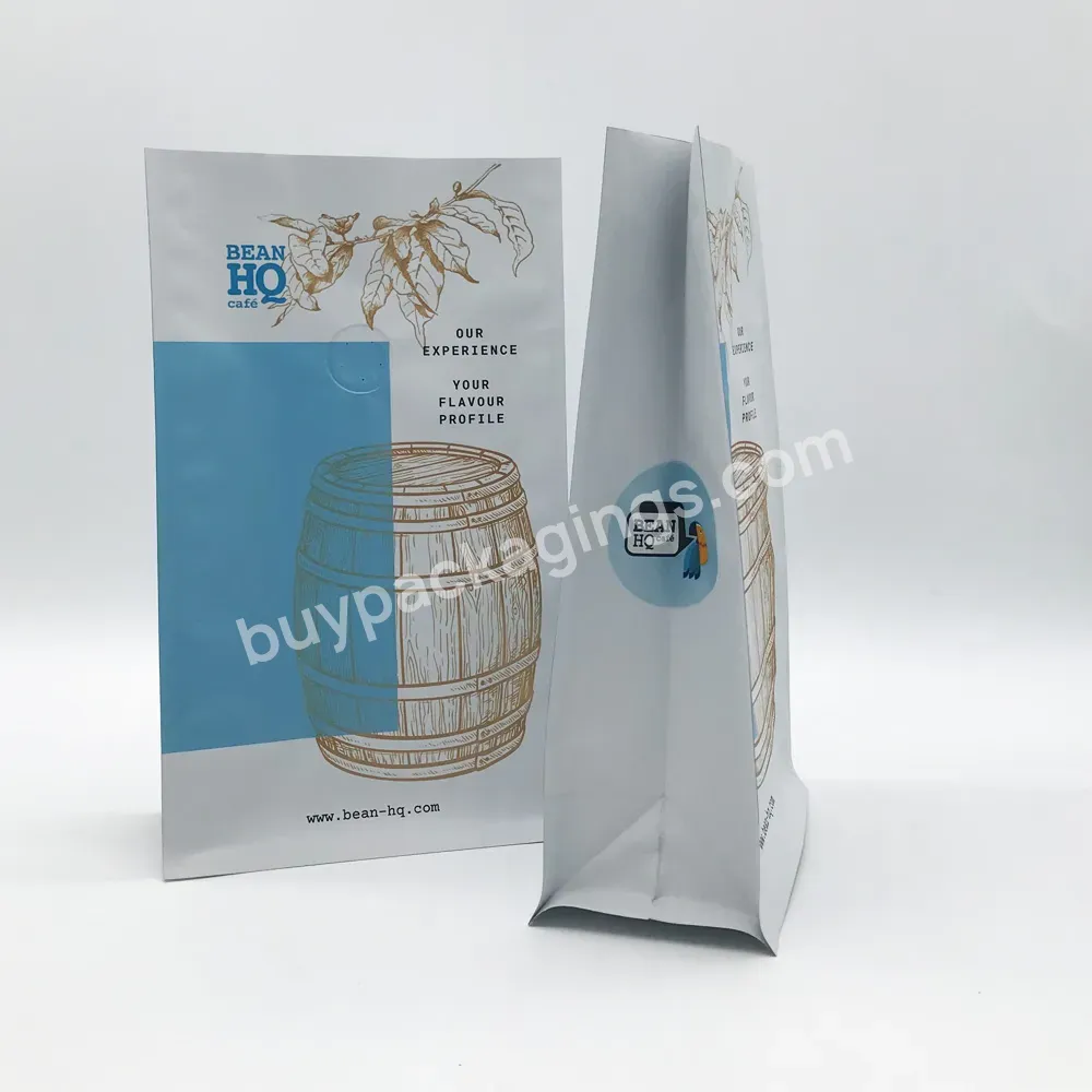 Custom Printing Recyclable Paper Bag 200g Flat Bottom Pouch With Pocket Zipper Coffee Powder Packaging Bags - Buy Coffee Bags With Valve And Zipper,Custom Empty Coffee Bags Custom Printed,Coffee Beans Packaging Bags.