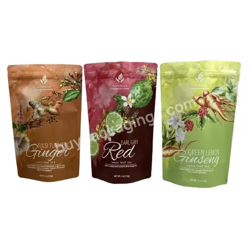 Custom Printing Recyclable Stand Up Packaging Bag Zip Lock Health Slimming Anti Ageing Scented Tea Pouch With Window