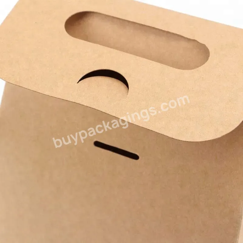 Custom Printing Recycle Brown Kraft Grocery Food Packaging Die Cut Handle Kraft Paper Bag For Take-away