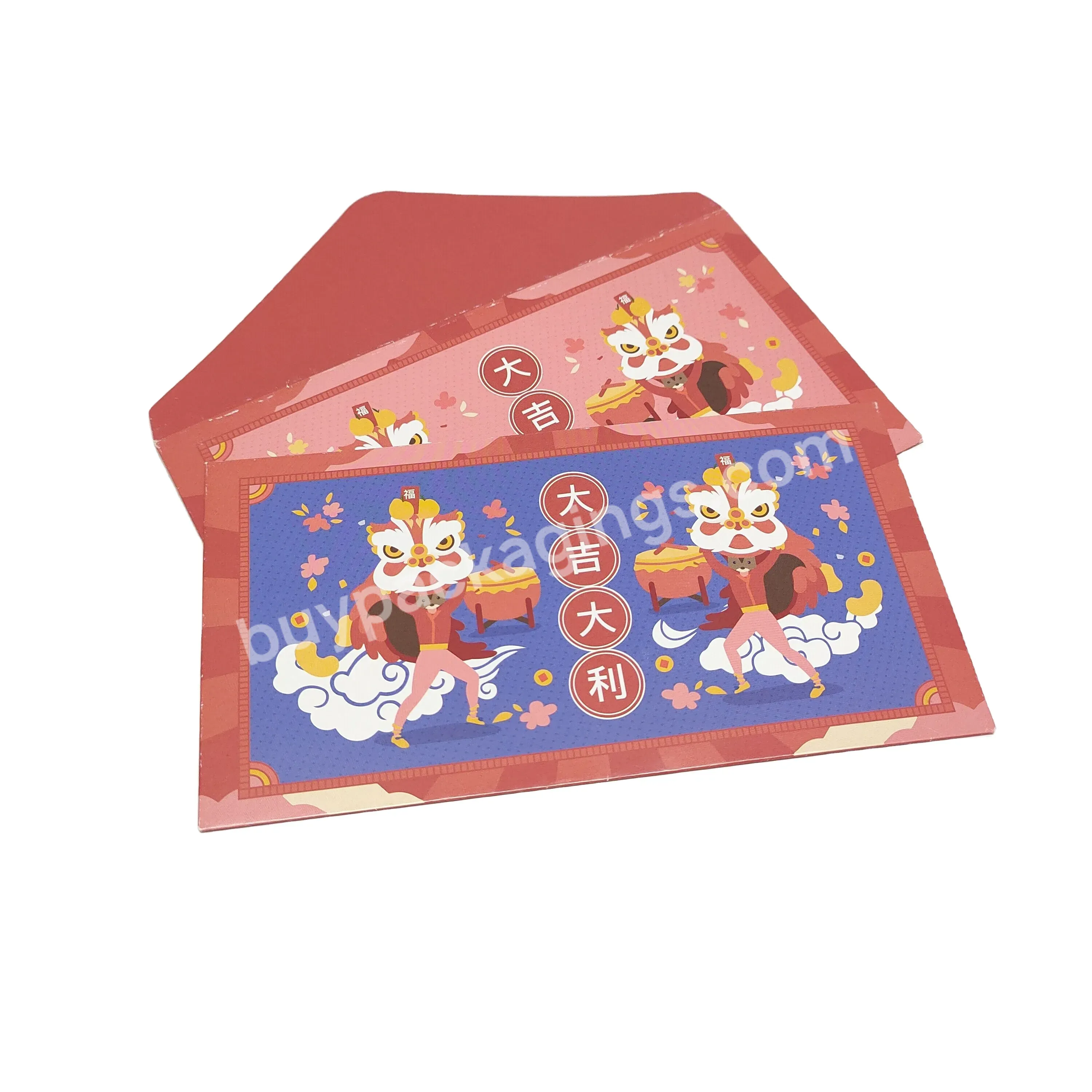 Custom Printing Red Luxury Gold Foil Chinese Paper Wallet Envelopes