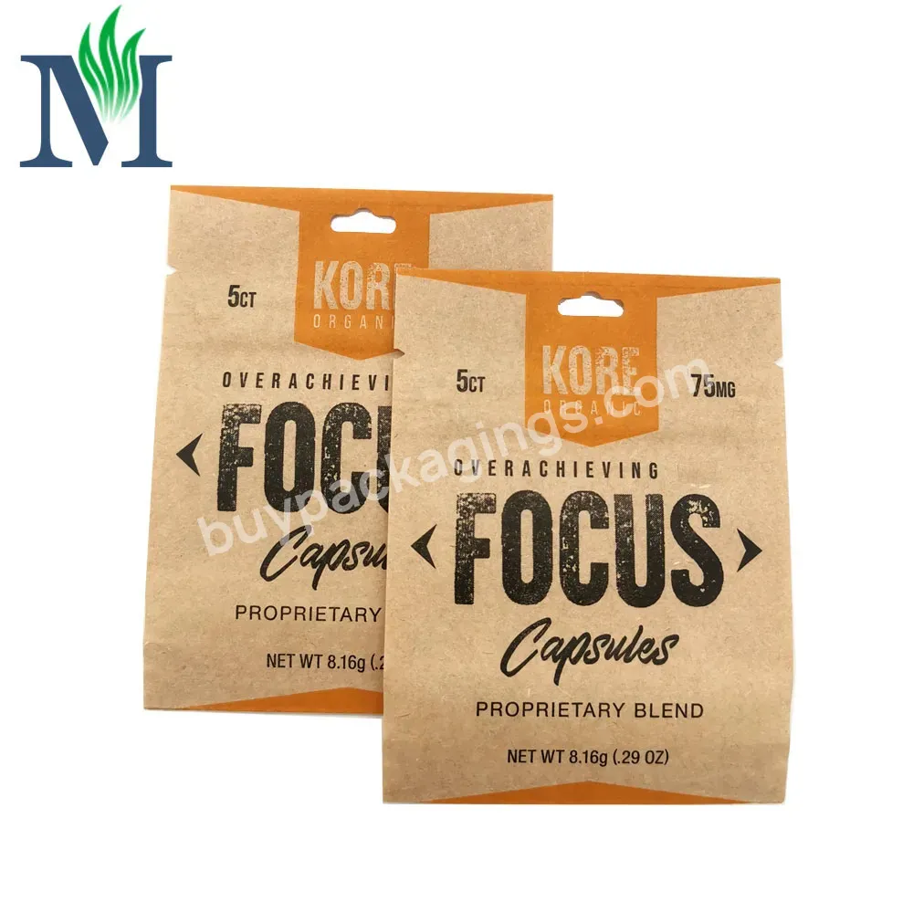 Custom Printing Resealable Kraft Paper Pouch Stand Up Ziplcok Plastic Packaging Bags For Food Snack Treats