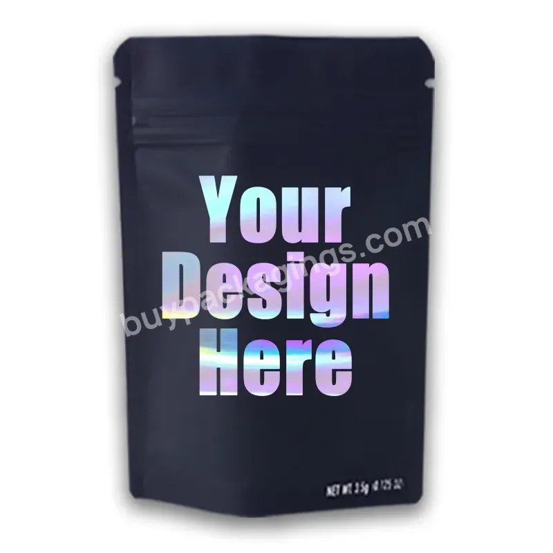 Custom Printing Resealable Smell Proof Stand Up Pouch Packaging 3.5g/7g/1oz/1lb Mylar Bag With Zipper