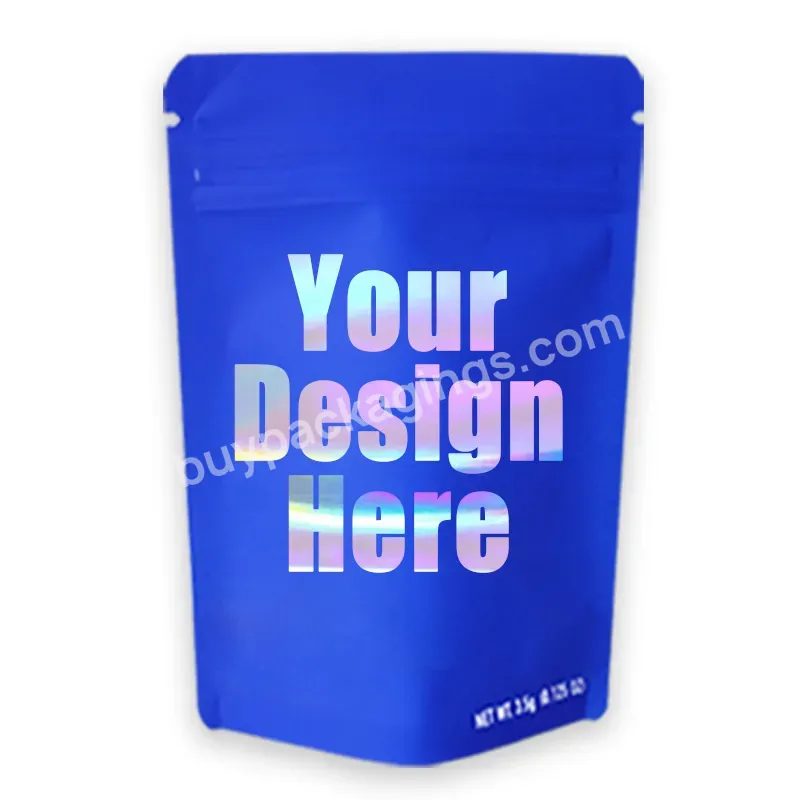 Custom Printing Resealable Smell Proof Stand Up Pouch Packaging 3.5g/7g/1oz/1lb Mylar Bag With Zipper