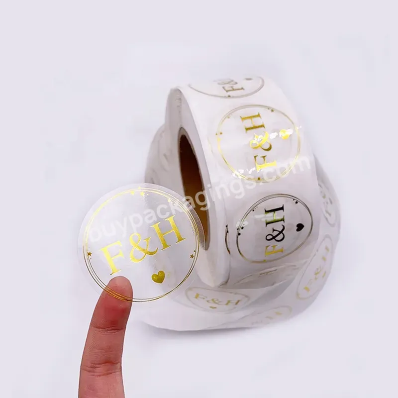 Custom Printing Roll Transparent Labels Clear Gold Foil Self Adhesive Private Sticker