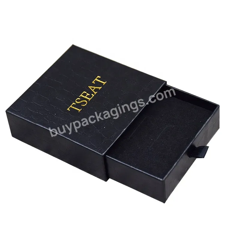 Custom Printing Slide Black Drawer Gift Box Jewelry Card Board Boxes For Packiging Small Hard Eva Box