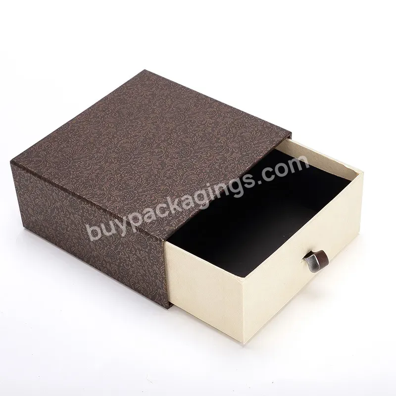 Custom Printing Sliding Box With Ribbon Rope Gift Sleeve Hard Rigid Cardboard Luxury Drawer Box Packaging