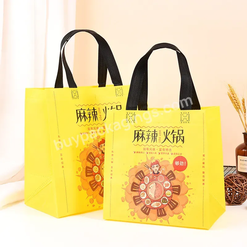 Custom Printing Spot Customized Popular Eco-friendly Shopping Waterproof Food Packaging Restaurant Bag Non-woven Handbag